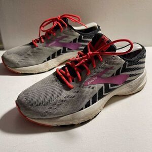 Brooks Womens Launch 8 Gray Orange Running Sneakers Shoes Athletic Lace-Up